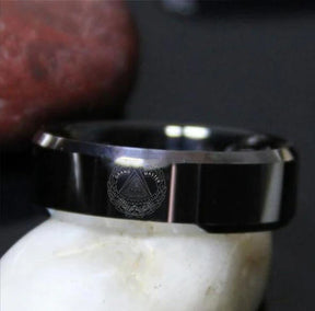 Grand Master Blue Lodge Ring - Black Tungsten - Bricks Masons