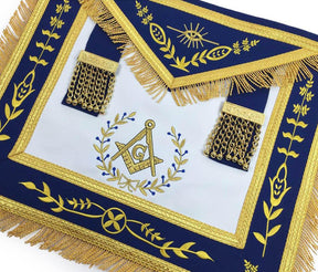 Master Mason Blue Lodge Apron - Royal Blue Machine Embroidery - Bricks Masons