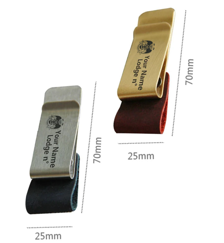 32nd Degree Scottish Rite Pen Holder - Wings Down Leather Brass - Bricks Masons