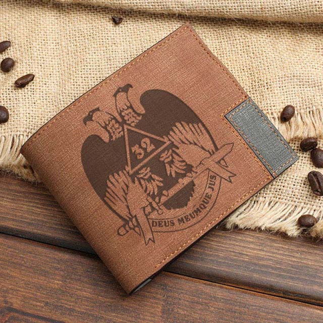 32nd Degree Scottish Rite Wallet - Wings Down Leather Various Colors - Bricks Masons