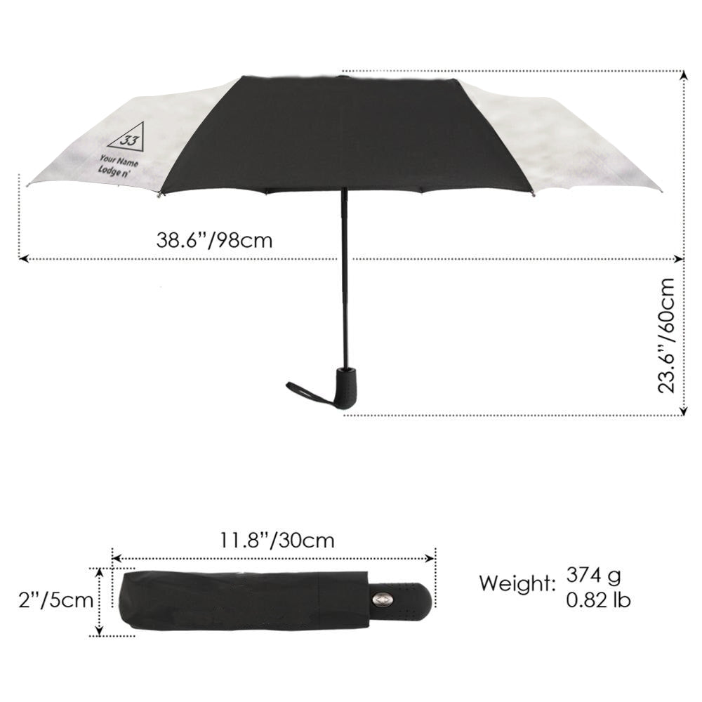 33rd Degree Scottish Rite Umbrella - Three Folding Windproof - Bricks Masons