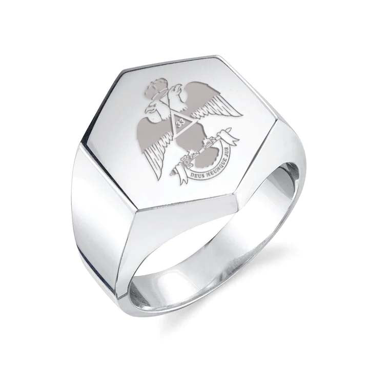 33rd Degree Scottish Rite Ring - Wings Down Sterling Silver - Bricks Masons