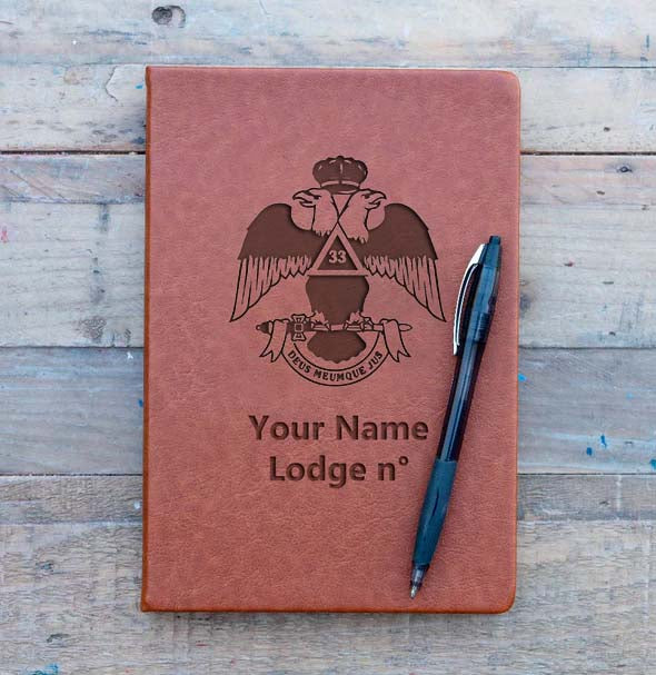 33rd Degree Scottish Rite Journal - Wings Down Brown Faux Leather - Bricks Masons