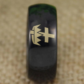 Knights Templar Commandery  Ring - Black Dome Tungsten - Bricks Masons