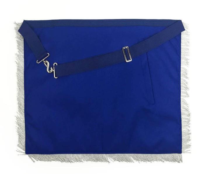 Master Mason Blue Lodge Apron - Navy Blue with Pillars Silver Hand Embroidery - Bricks Masons