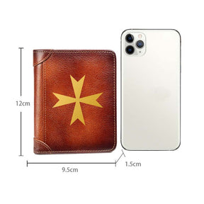 Order Of Malta Commandery Wallet - Brown Leather - Bricks Masons