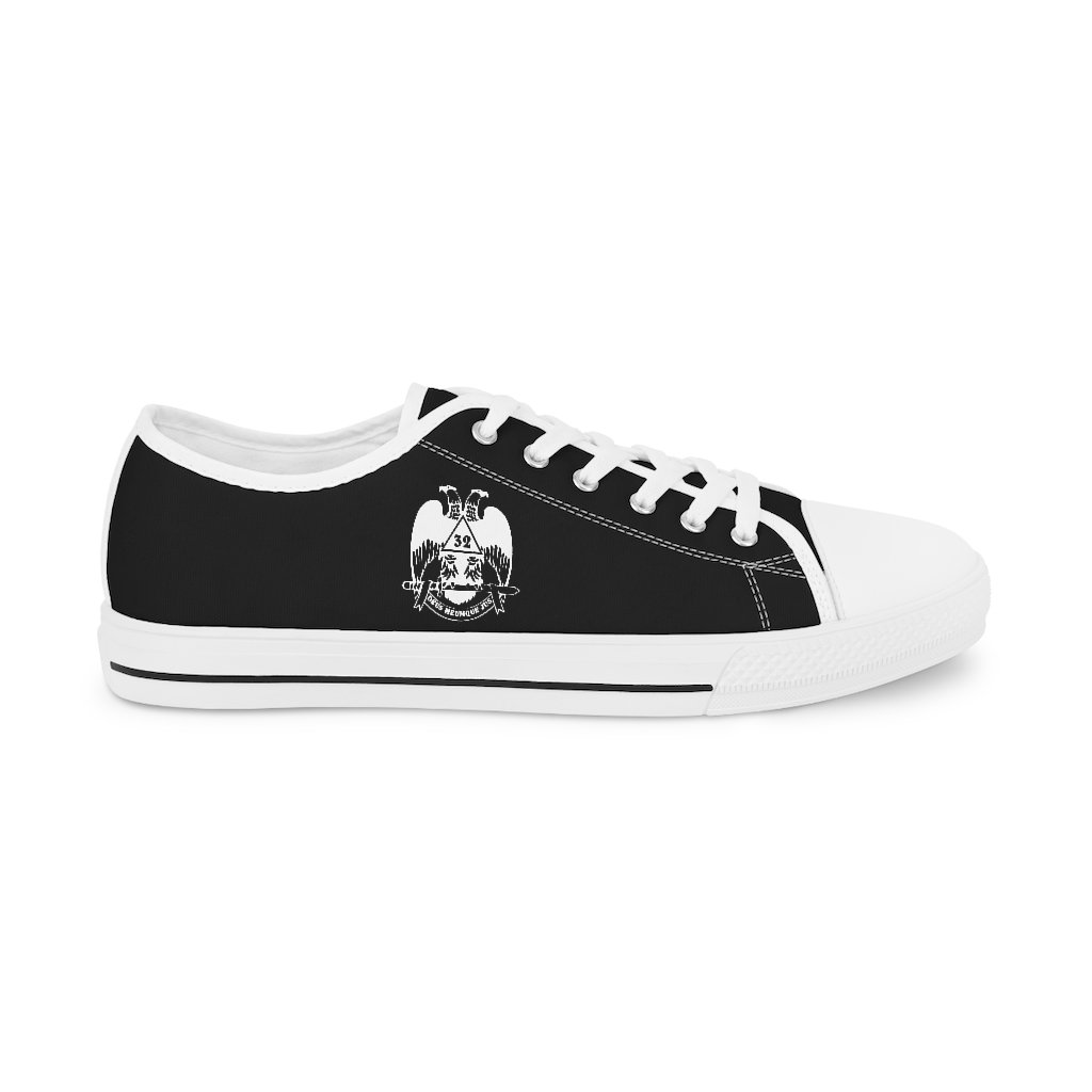 32nd Degree Scottish Rite Sneaker - Wings Down Low Top Black & White - Bricks Masons