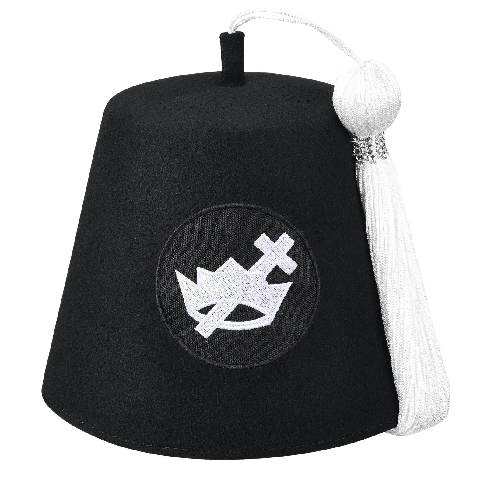 Knights Templar Fez Hat - Black Wool (Rhinestones option) - Bricks Masons