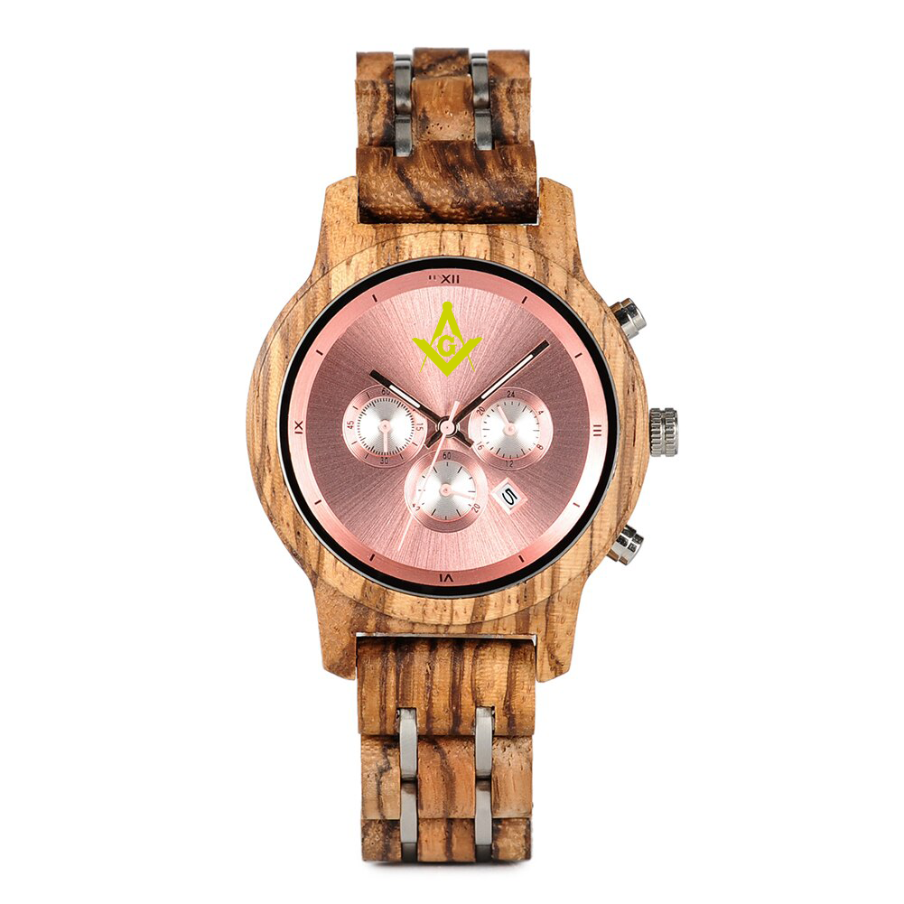 Master Mason Blue Lodge Wristwatch - Various Wood Colors - Bricks Masons