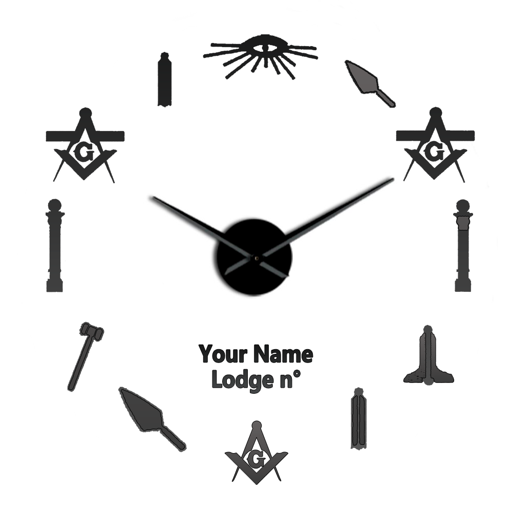 Master Mason Blue Lodge Clock - Frameless Design - Bricks Masons