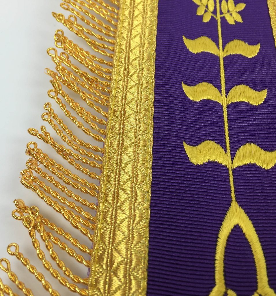 Past Master Blue Lodge Apron - White & Royal Blue with Gold Fringe - Bricks Masons