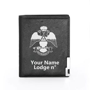 33rd Degree Scottish Rite Wallet - Wings Down Black & Brown - Bricks Masons