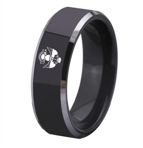 33rd Degree Scottish Rite Ring - Wings Down Black Tungsten Carbide - Bricks Masons