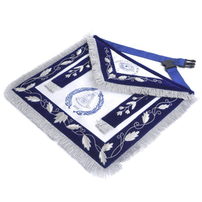 Grand Past Master Blue Lodge Apron - Blue Velvet With Gray Rayon Fringe - Bricks Masons