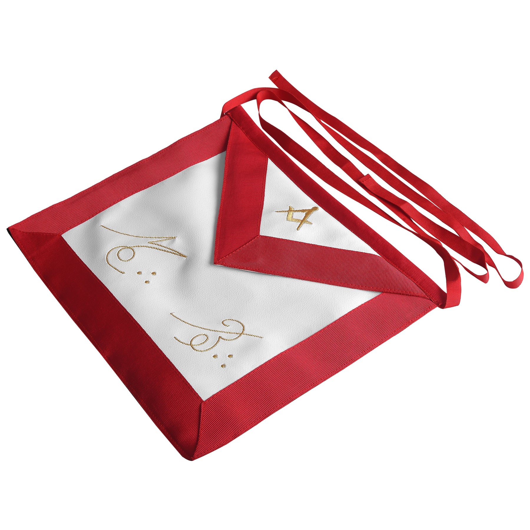 Master Mason Scottish Rite Apron - Red With Gold Square & Compass - Bricks Masons