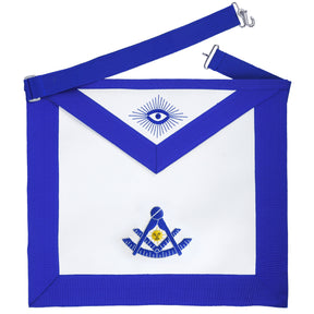 Past Master Blue Lodge California Regulation Apron - Royal Blue with Gold Sun - Bricks Masons