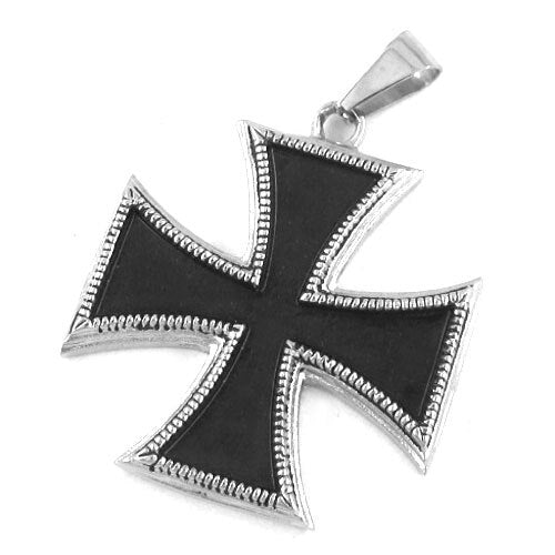 Order Of Malta Commandery Necklace - Black Stainless Steel Maltese Cross - Bricks Masons