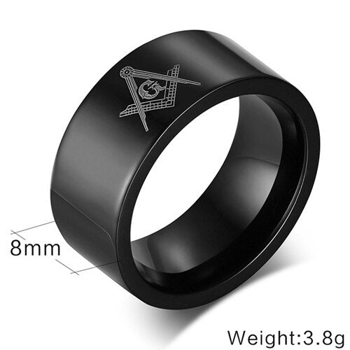 Master Mason Blue Lodge Ring - Square and Compass with G 8mm Band (Multiple Colors) - Bricks Masons