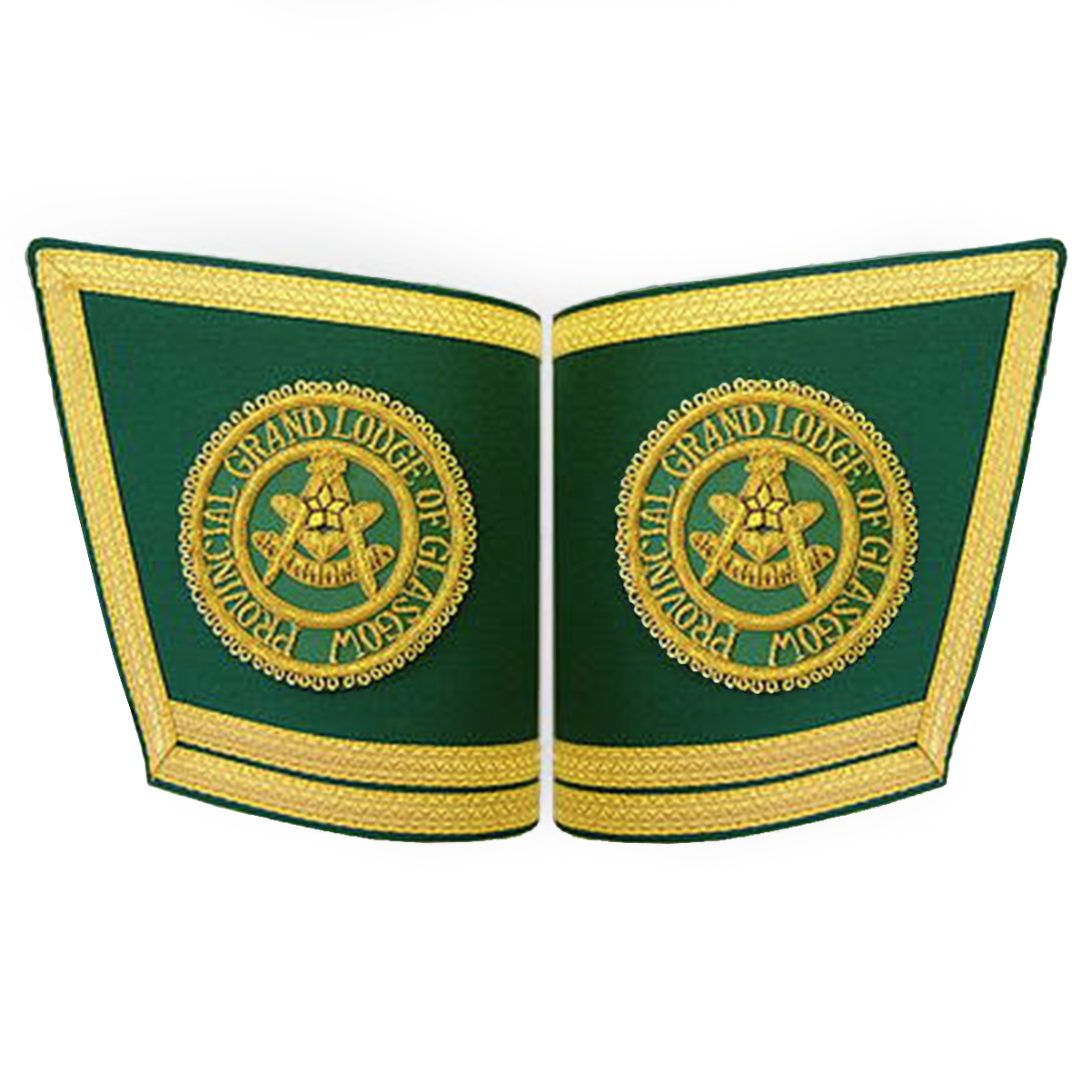 Craft Scottish Regulation Cuff - Green Hand Embroidered with Double Braid - Bricks Masons