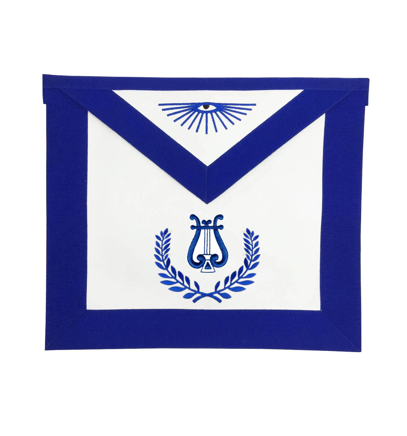 Organist Blue Lodge Officer Apron - Royal Blue with Wreath - Bricks Masons