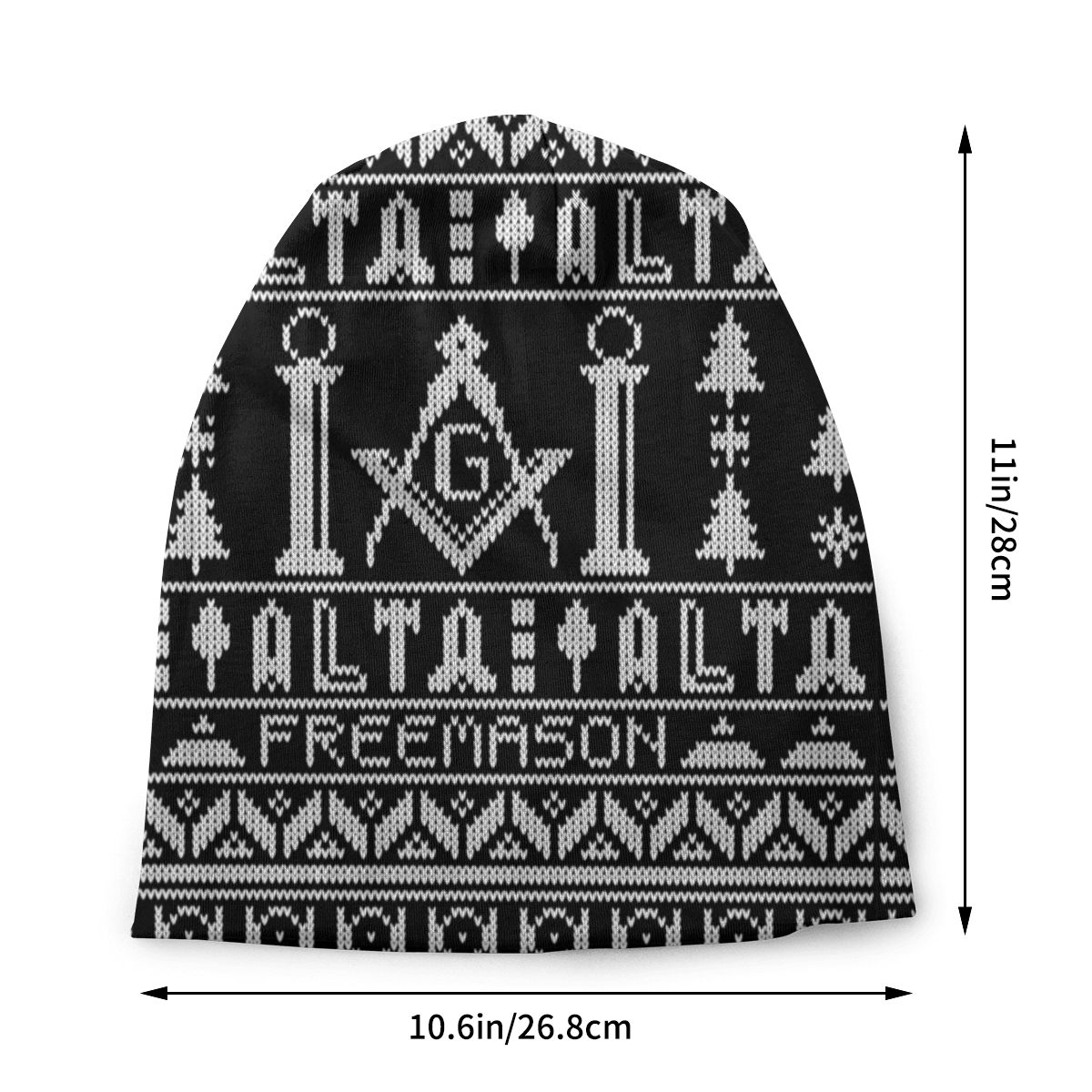 Master Mason Blue Lodge Beanie - Christmas Black & White - Bricks Masons