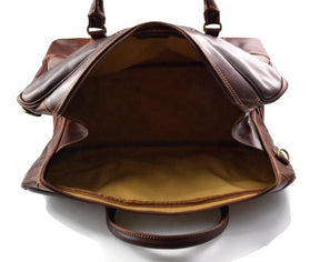 Council Travel Bag - Genuine Light Brown Leather - Bricks Masons