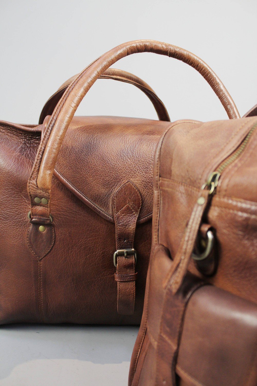 Council Travel Bag - Vintage Brown Leather - Bricks Masons