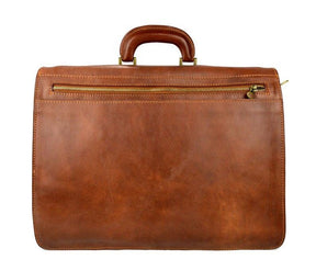 Grand Master Blue Lodge Briefcase - Genuine Brown Leather - Bricks Masons