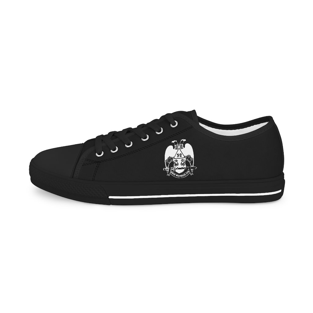 32nd Degree Scottish Rite Sneaker - Wings Down Low Top Black & White - Bricks Masons