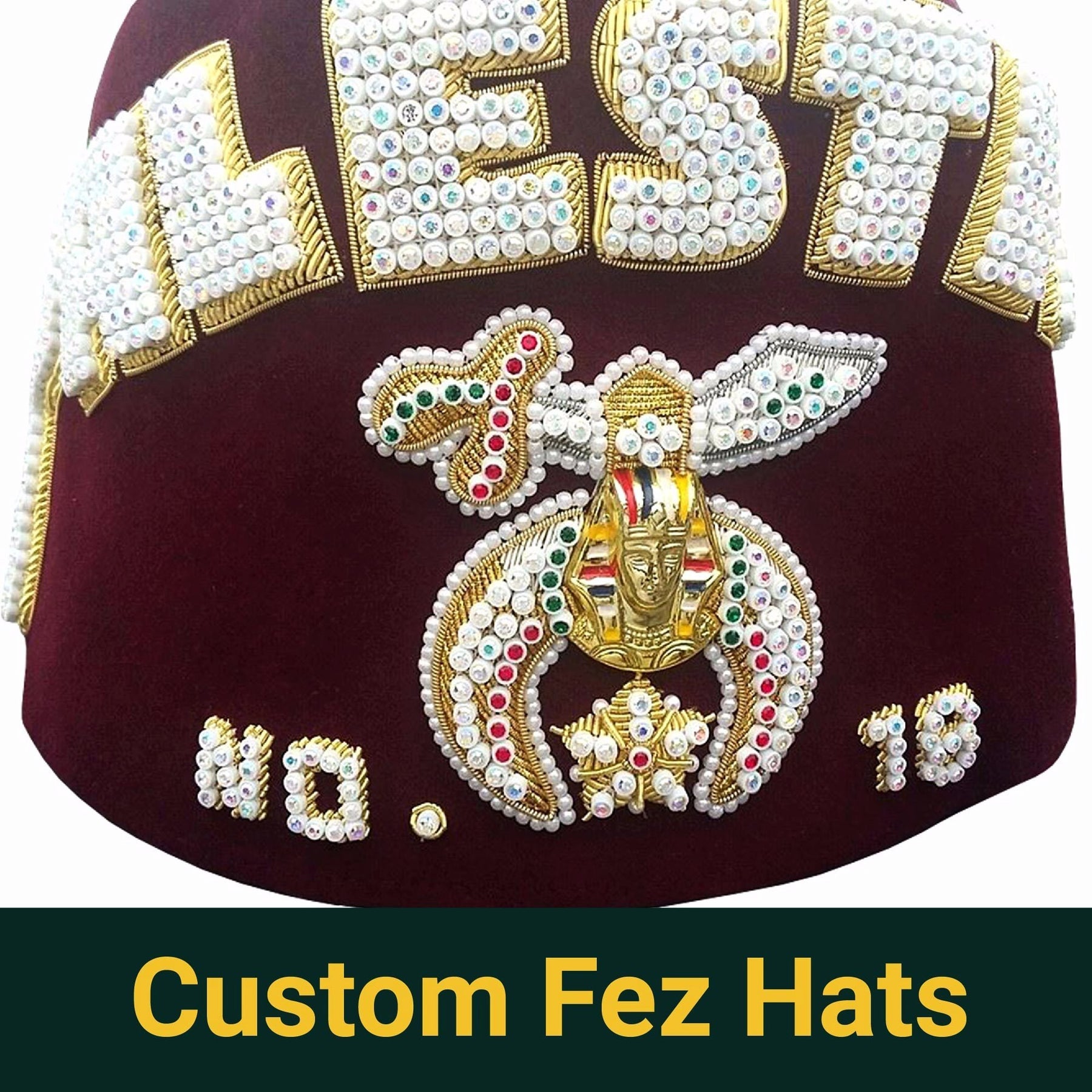 Shriners Fez Hat - Hand Embroidery - Bricks Masons