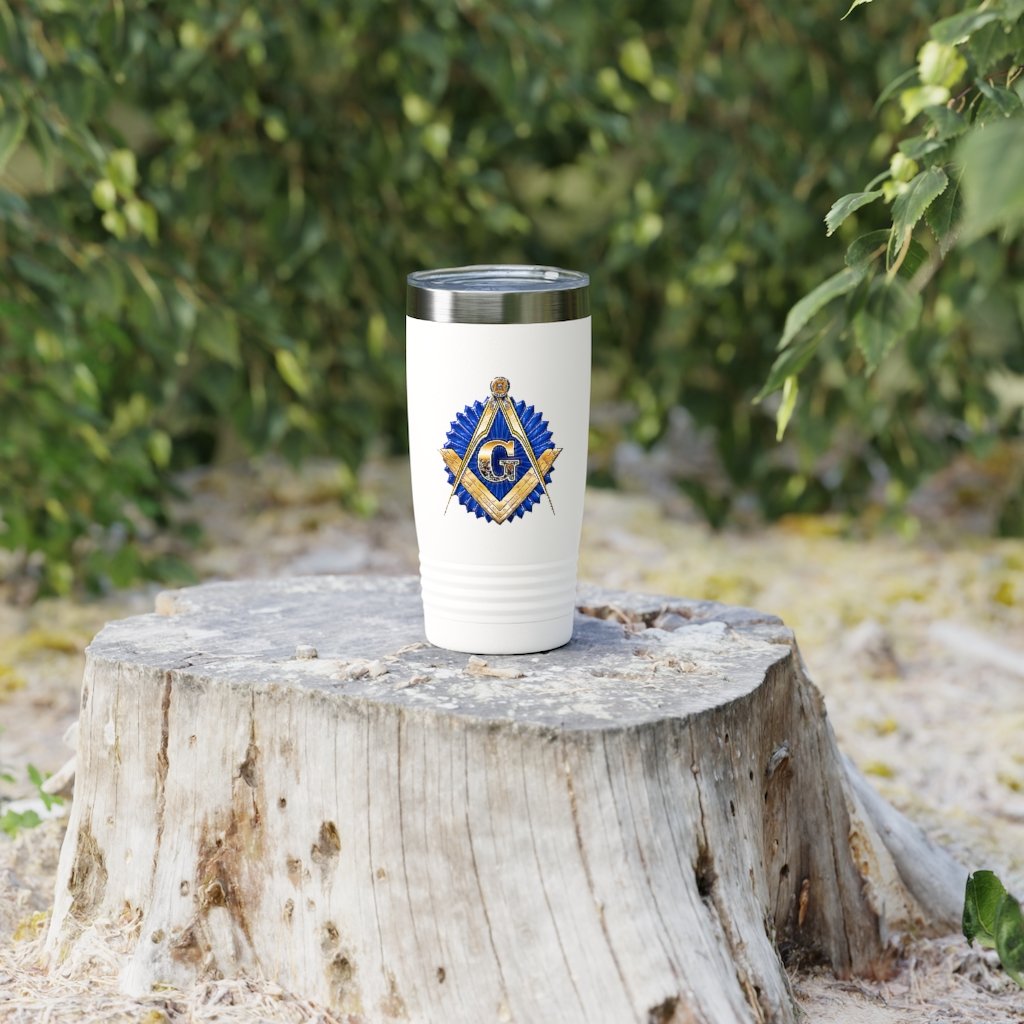 Master Mason Blue Lodge Ringneck Tumbler - Golden Square & Compass G - Bricks Masons