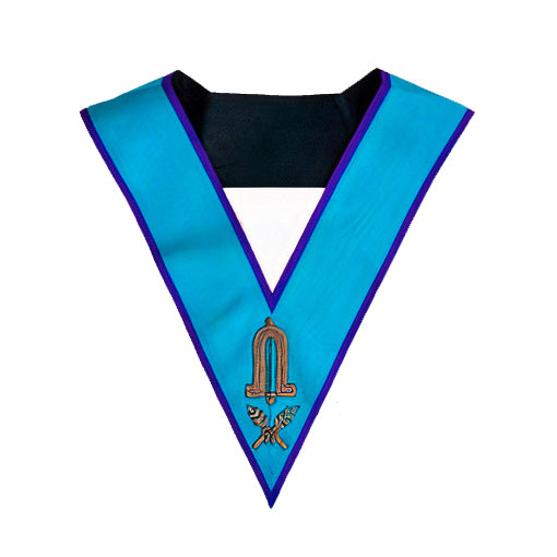 Junior Warden Memphis Misraim French Regulation Officer Collar - Hand Embroidery - Bricks Masons