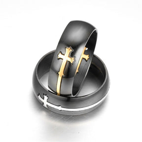 Master Mason Blue Lodge Ring - Separable Cross Black Stainless Steel - Bricks Masons