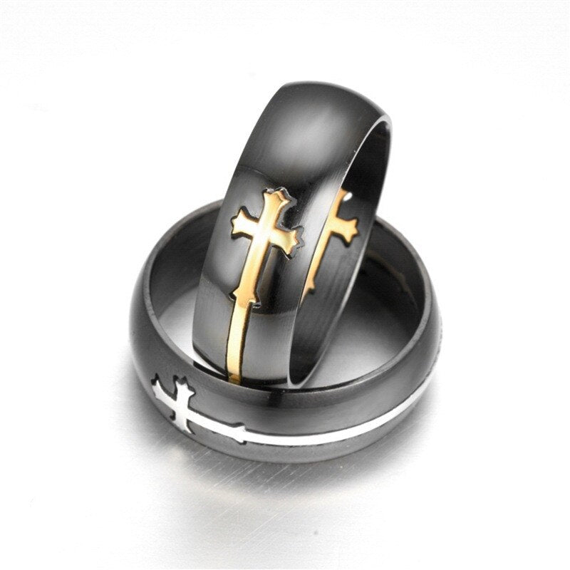 Master Mason Blue Lodge Ring - Separable Cross Black Stainless Steel - Bricks Masons
