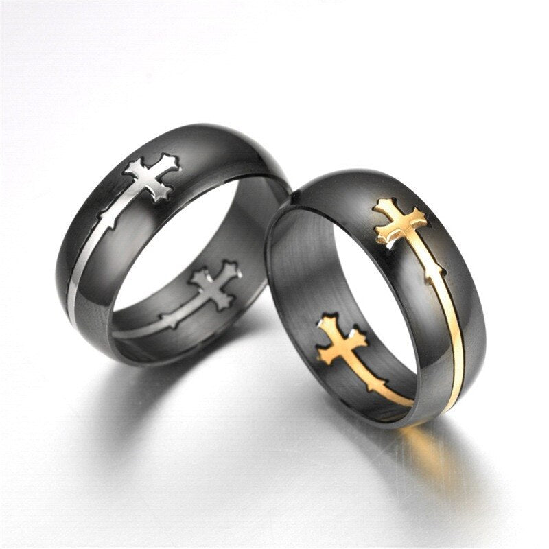 Master Mason Blue Lodge Ring - Separable Cross Black Stainless Steel - Bricks Masons
