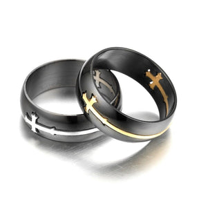 Master Mason Blue Lodge Ring - Separable Cross Black Stainless Steel - Bricks Masons