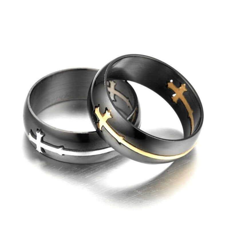 Master Mason Blue Lodge Ring - Separable Cross Black Stainless Steel - Bricks Masons