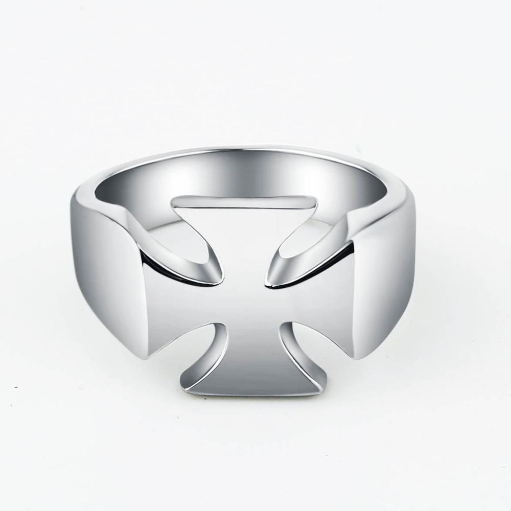 Knights Templar Stainless Steel Polished Signet Rings [Silver, Black, Gold] - Bricks Masons