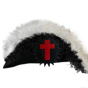 Sir Knight Knights Templar Commandery Illinois Regulation Chapeau - Black Underlayer Plumes - Bricks Masons