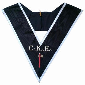 Chevalier Grand Introducteur 30th Degree French Collar - Black Moire with White Borders - Bricks Masons
