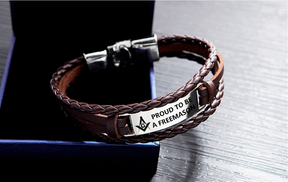 Master Mason Blue Lodge Bracelet - Black & Brown - Bricks Masons