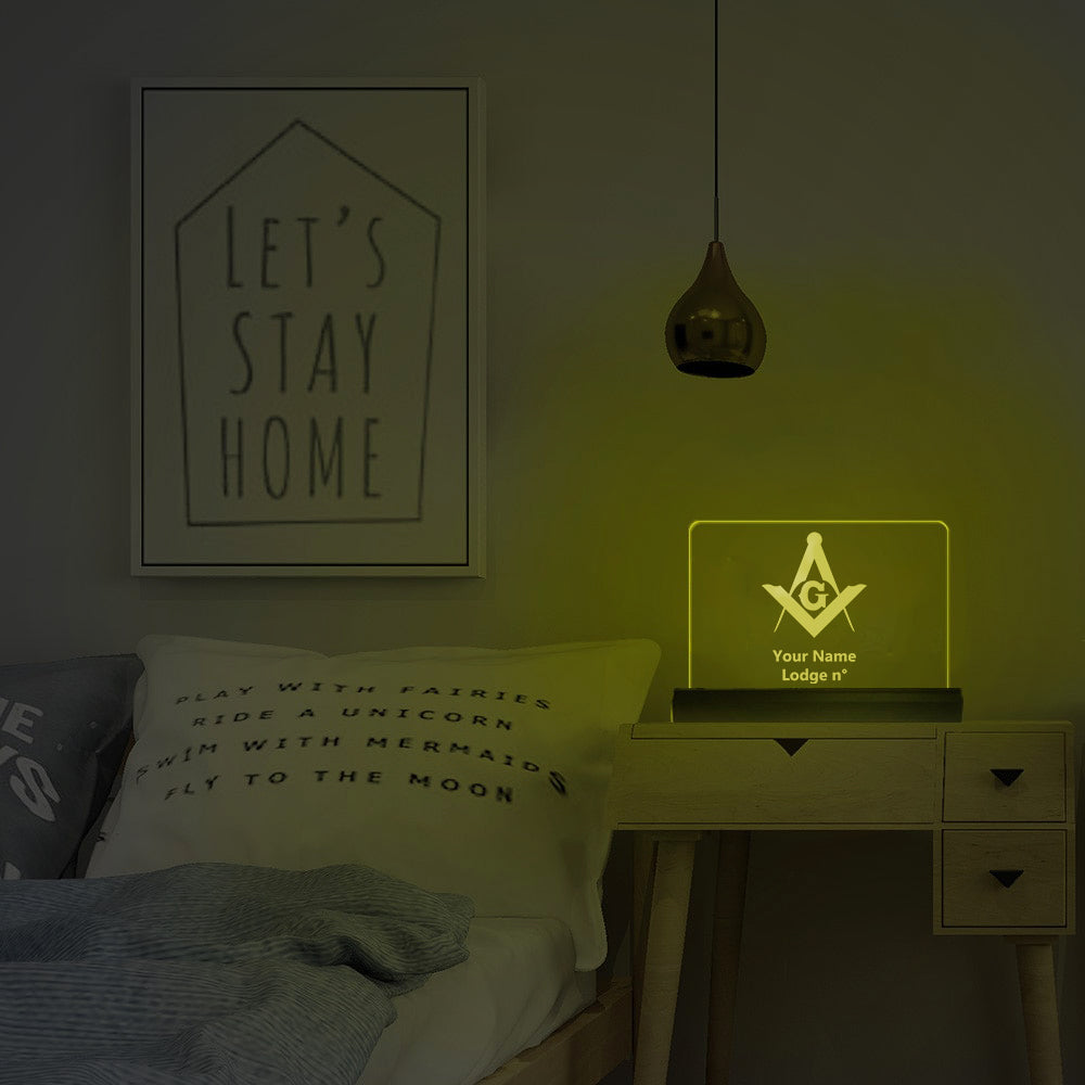 Master Mason Blue Lodge LED Sign - 3D Glowing light - Bricks Masons