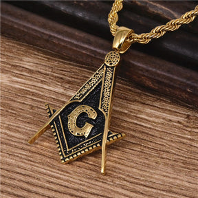 Master Mason Blue Lodge Pendant - Black and Gold Square and Compass G - Bricks Masons