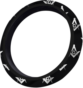 Master Mason Blue Lodge Steering Wheel Cover - White & Gold - Bricks Masons