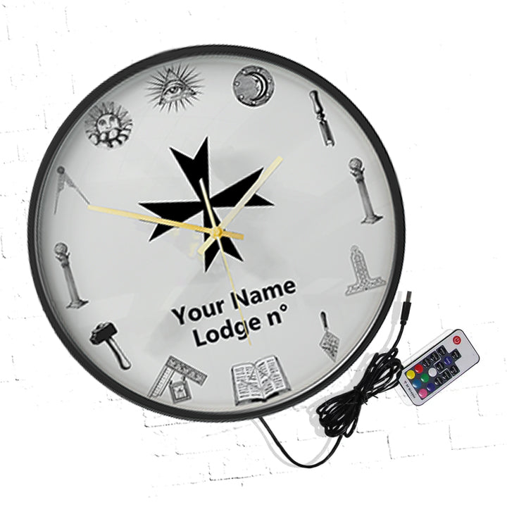 Order Of Malta Commandery Clock - Frame with LED - Bricks Masons