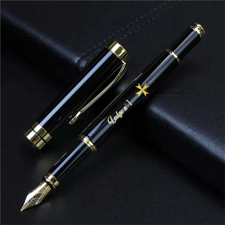 Order Of Malta Commandery Pen - Black & Gold - Bricks Masons