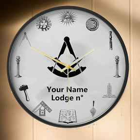 Past Master Blue Lodge Clock - Frame with LED - Bricks Masons