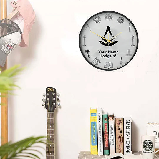 Past Master Blue Lodge Clock - Frame with LED - Bricks Masons