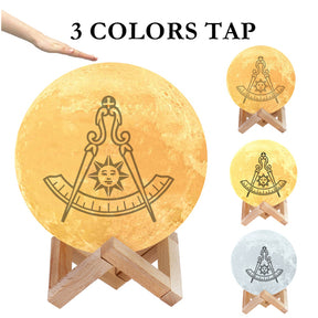 Past Master Blue Lodge California Regulation Lamp - 3D Moon Various Colors - Bricks Masons