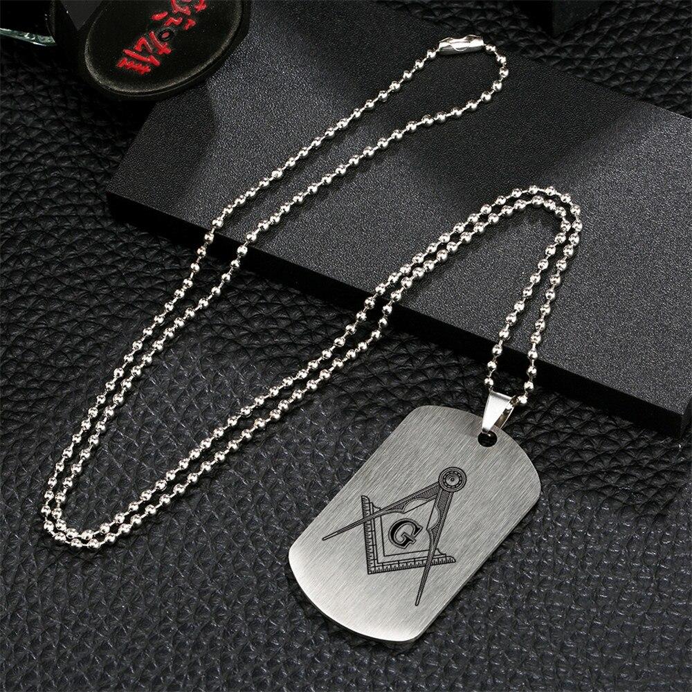 Master Mason Blue Lodge Necklace - Square & Compass G Stainless Steel - Bricks Masons